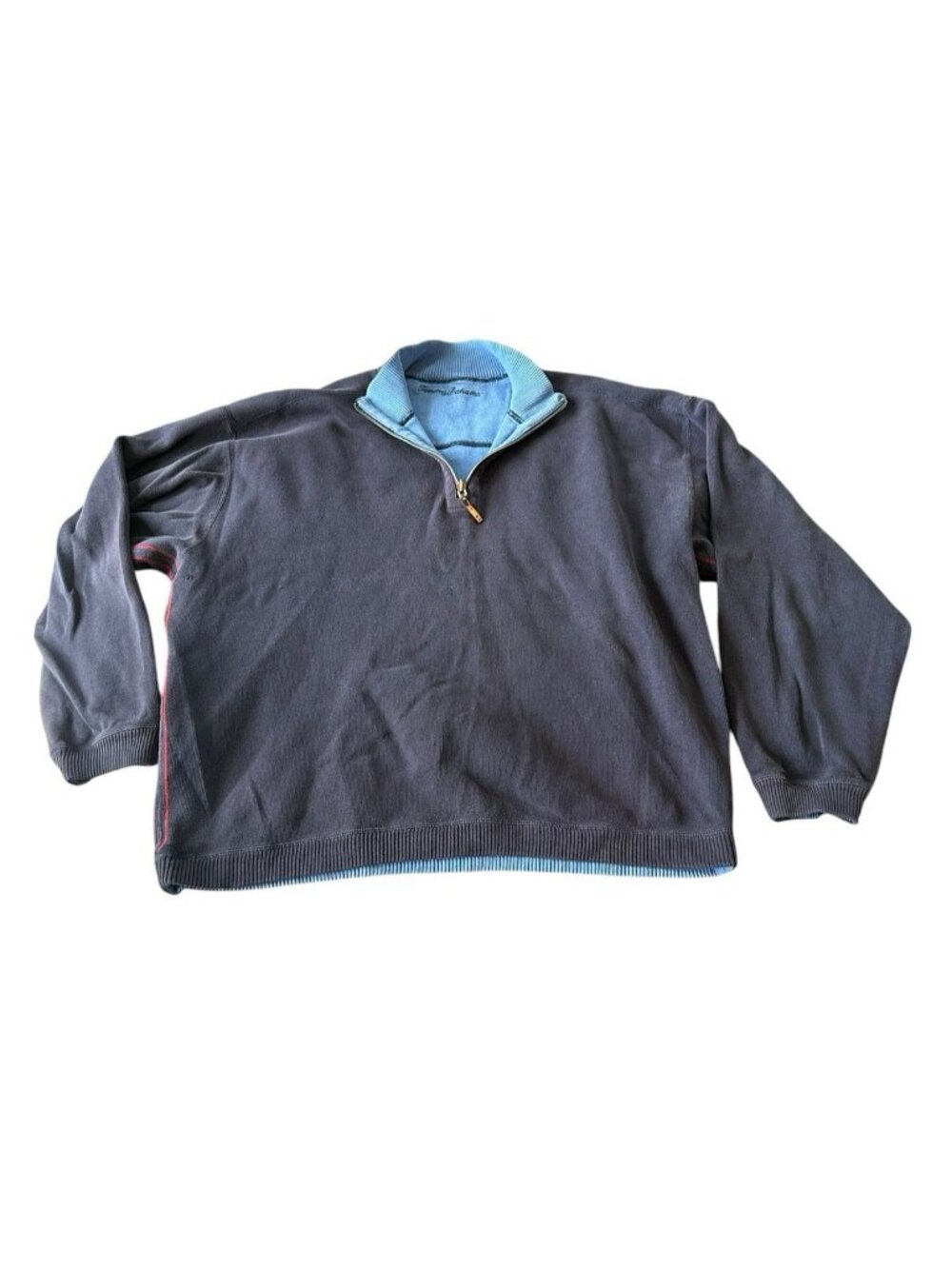Y2K Tommy Bahama Men’s Half Zip Sweater Blue Size 2XL Preppy Gorpcore Oversized